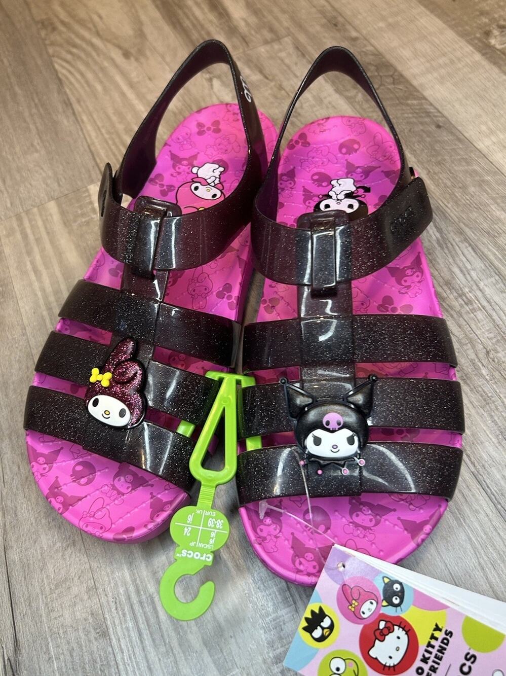 Crocs Isabella Kid's US J6 Sandals Hello Kitty & Friends My Melody and Kuromi